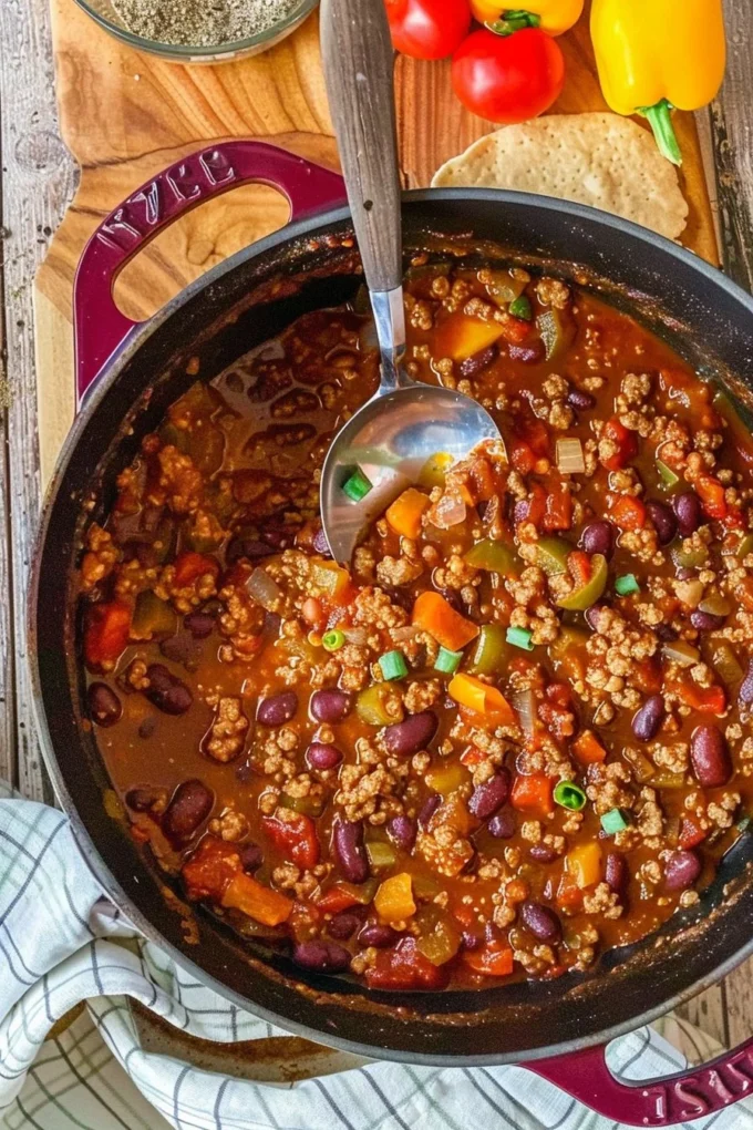 Bowl of Wendy's inspired copycat chili with toppings