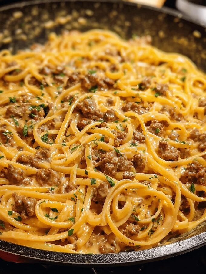 One-Pot Creamy Garlic Butter Beef Pasta