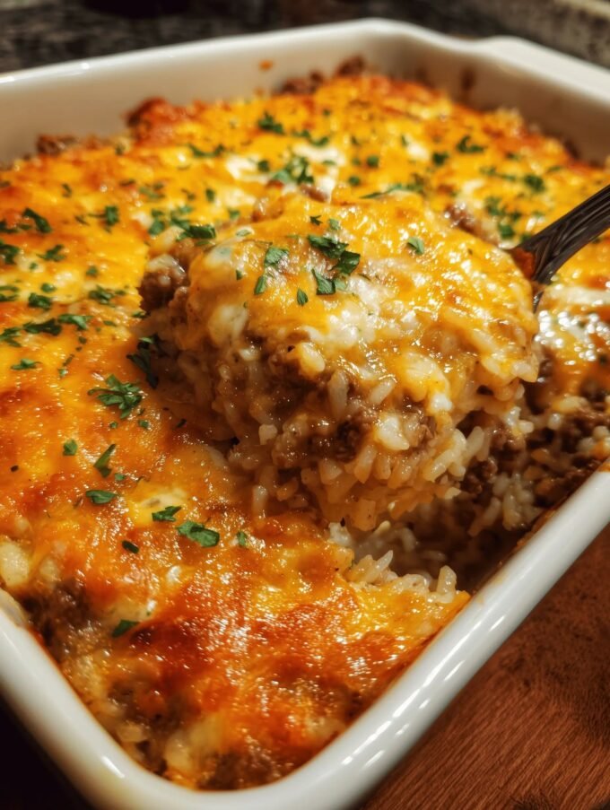 Creamy Beef and Rice Casserole