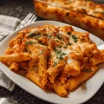 Baked Ziti with Ricotta, a cheesy pasta dish topped with marinara and mozzarella