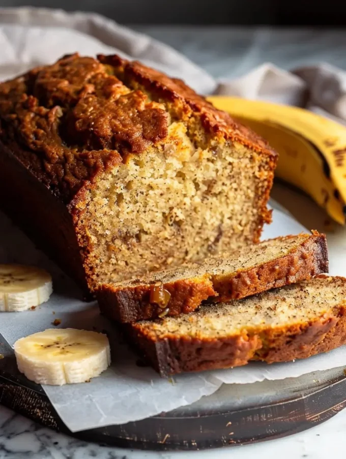 Delicious banana bread made with brown butter, showcasing its rich golden color