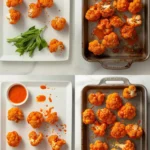 Buffalo-style cauliflower bites served with dipping sauce.