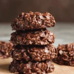 Easy no-bake chocolate oatmeal cookies on a plate
