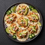 Delicious slow cooker shredded chicken tacos served on a plate with toppings