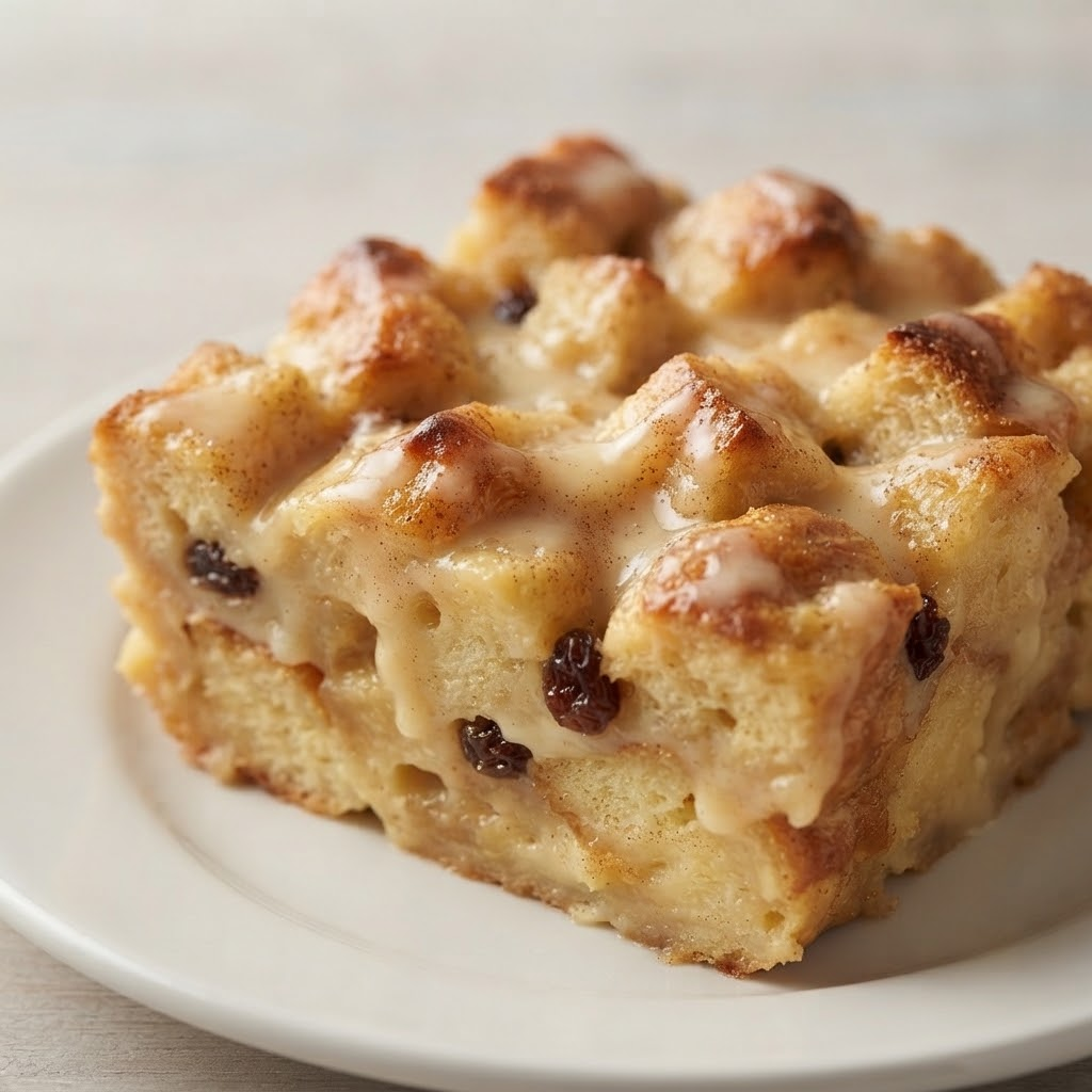 Delicious homemade ultimate bread pudding served with sauce