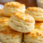 Flaky homemade buttermilk biscuits with golden tops and soft layered centers