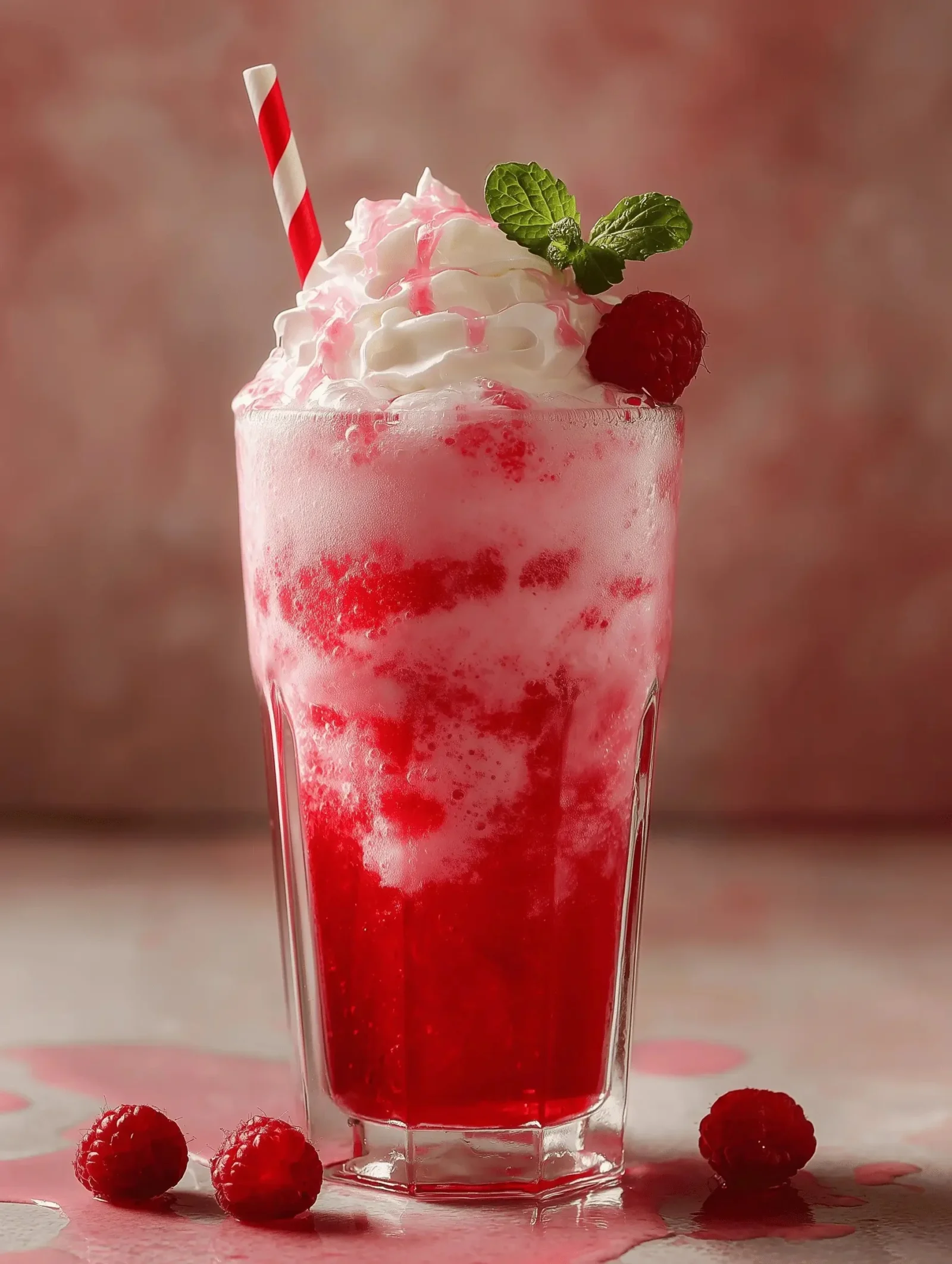 Glass of Italian Cream Soda topped with whipped cream and cherry