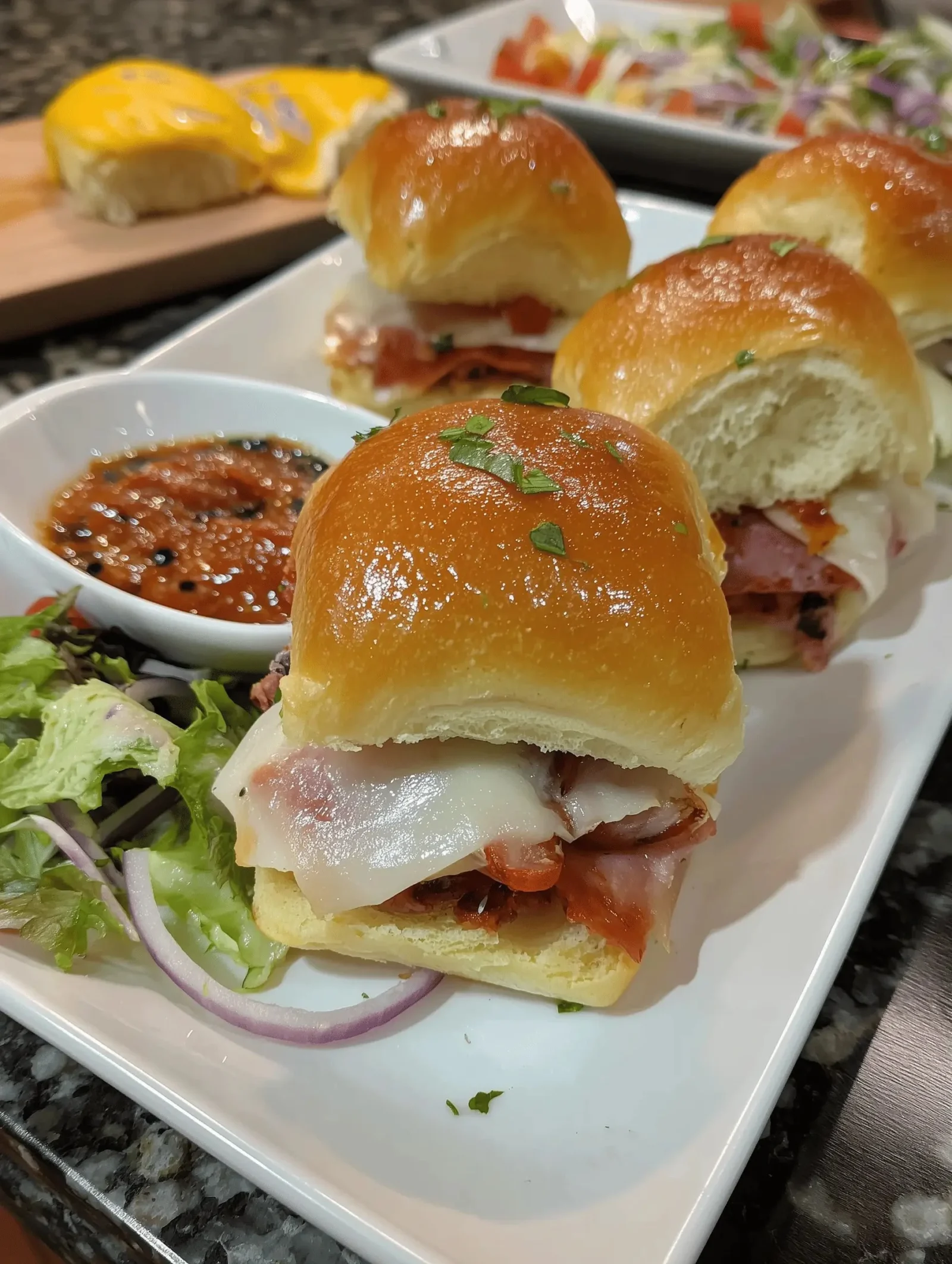 Delicious Italian Sliders with fresh ingredients and savory toppings