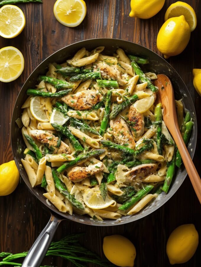 Creamy Lemon Chicken and Asparagus Pasta