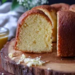 Delicious slice of traditional pound cake on a plate