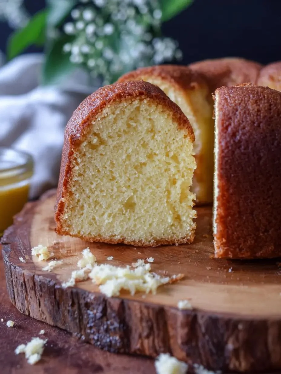 Delicious slice of traditional pound cake on a plate