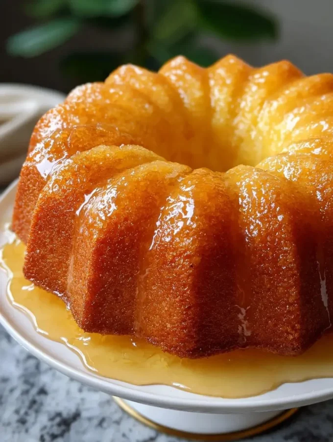 Tropical pineapple juice cake garnished with fresh pineapple slices on a white plate