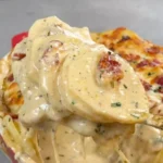 Delicious Cheesy Potatoes Au Gratin served hot with herbs