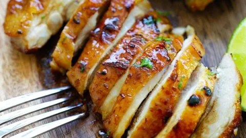 Honey-Lime Glazed Chicken served with vibrant sides.