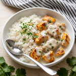 A comforting and easy homemade creamy coconut chicken rice bowl.