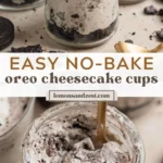 No-Bake Oreo Cheesecake Cups topped with Oreo crumbs
