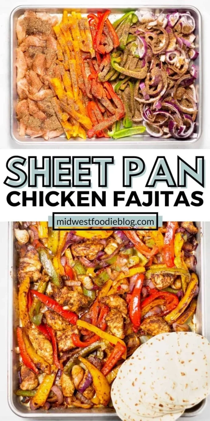 One-pan chicken fajitas with colorful peppers and onions