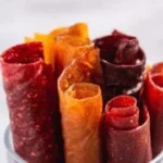 Homemade three-ingredient fruit leather made from fresh fruits